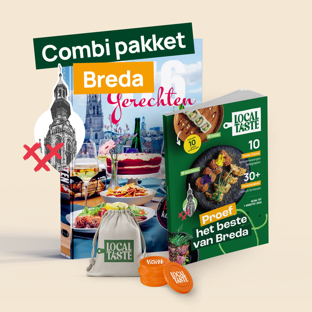 Webshop - Combi-deal Beleving & Kookboek - Breda (M5B) - Productafbeelding Combi-deal met de Local Taste Beleving Breda 2025-2026 en Bredase kookboek